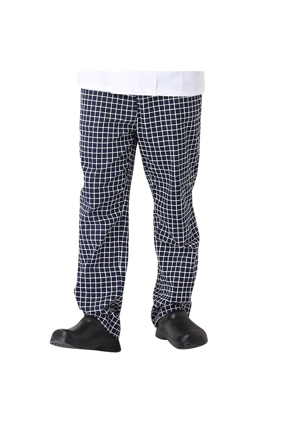 Chef Cook Pants Striped Pattern Elastic Waist Baggy Fit with Pocket for Restaurant Kitchen Food Service Uniform Outfits Dark Gray XXXL