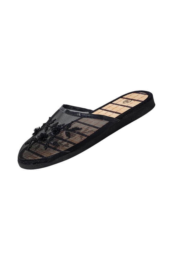 Chinese Slippers Mesh Slippers Floral Chinese Mesh Slippers Flats Slippers Black 39