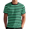 thumbnail image 1 of CIENVNSTG Classic Horizontal Striped Casual T Shirts For Men Short Sleeve Crew Neck Soft Breathable Regular Fit Lightweight Daily Tops Green S, 1 of 3