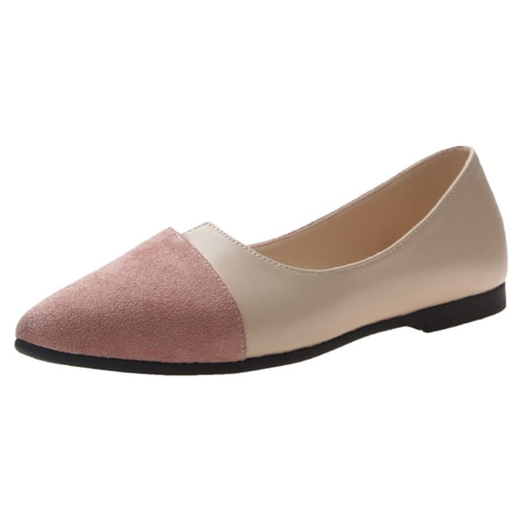 CIENVNSTG Color Block Pointed Toe Slip On Flats for Women Dressy Casual Comfortable Shoes for Business Office Daily Work and Everyday Wear Pink 39