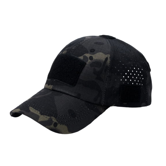 CIENVNSTG Cut Breathable Mesh Hook And Loop Patch Panels Curved Brim Unisex Tactical Baseball Cap Adjustable Outdoor Sun Hat Deep Blue