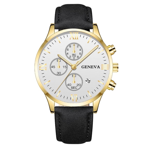 CIENVNSTG Fashion Men Leisure Business Date Alloy Case Synthetic Pu Leather Analog Quartz Sport Watch Male Luxury Clock