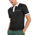 thumbnail image 1 of CIENVNSTG Half Zip Contrast Collar Polo Shirts For Men Short Sleeve Lightweight Quick Dry Breathable Tops With Chest Pocket Contrast Cuff Detail Casual Daily Athletic Golf Apparel Black 2XL, 1 of 8