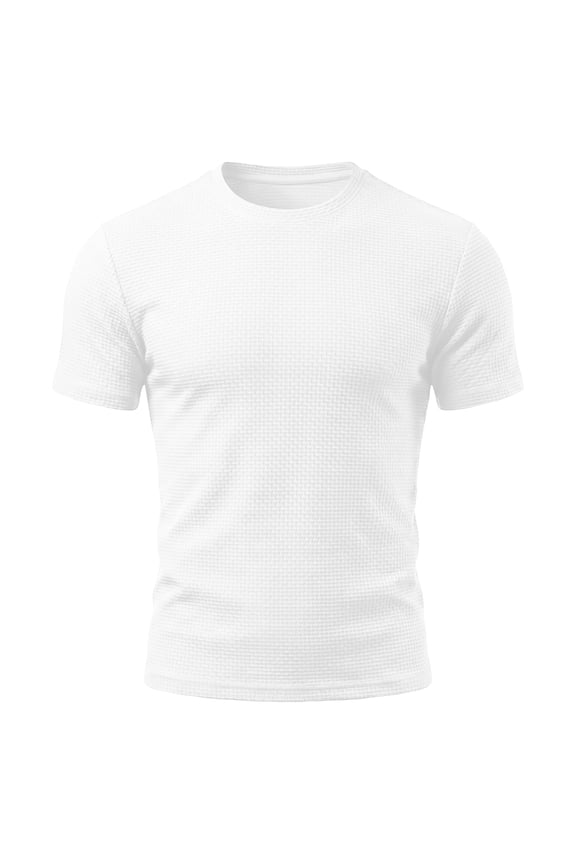 Ice Silk Tee for Men Short Sleeve Crew Neck Mesh Tshirt Summer Breathable Casual Solid Color Quick Dry Top Shirts White L