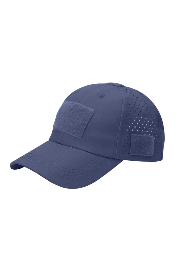 Unisex Curved Brim Outdoor Sports Tactical Hat Cut Ventilated Mesh Hook And Loop Patch Adjustable Baseball Cap Blue