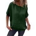 thumbnail image 1 of CIENVNSTG Linen Shirts for Women Loose Fit Crew Neck Short Sleeve Tops Plus Size Lightweight Pullover Top Casual Dressy Blouse XL, 1 of 4