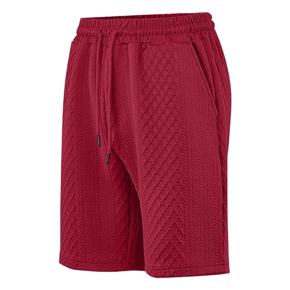 CIENVNSTG Men's Fashionable Textured Shorts Summer Drawstring Elastic Waist Loose Fit Versatile Straight Leg Shorts Beach Vacation Golf Shorts Red 3XL