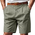 thumbnail image 1 of CIENVNSTG Men's Linen-Textured Quick-Dry Shorts Drawstring Waist Breathable Beach & Casual Shorts Green S, 1 of 7