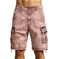 thumbnail image 1 of CIENVNSTG Men's Multi-Pocket Washed Cotton Cargo Shorts, Loose Fit Knee-Length Casual Shorts with Drawstring Hem Red S, 1 of 8