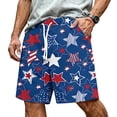 thumbnail image 1 of CIENVNSTG Men's Patriotic USA Flag Print Shorts Drawstring Elastic Waist Casual Shorts for Independence Day Party Blue L, 1 of 6