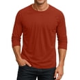 thumbnail image 1 of CIENVNSTG Men's Solid Color 3/4 Sleeve Tees-Classic Crew Neck Loose Fit Baseball T-Shirts Red 3XL, 1 of 7