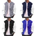 thumbnail image 1 of CIENVNSTG Men's Varsity Baseball Jacket Loose‑Fit Snap‑Button Long Sleeve Cotton Blend Letterman Jackets College Varsity Cardigan Jackets Black L, 1 of 5