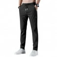 thumbnail image 1 of CIENVNSTG Mens Casual Straight Leg Pants Drawstring Elastic Waist Lightweight Breathable Fabric with Pockets for Daily Wear And Outdoor Activities Black M, 1 of 4