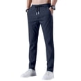 thumbnail image 1 of CIENVNSTG Mens Drawstring Elastic Waist Casual Pants Straight Leg Lightweight Breathable Design with Pockets for Everyday Use And Casual Scenes Dark Blue XXXXL, 1 of 5