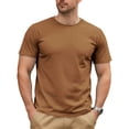 thumbnail image 1 of CIENVNSTG Mens T-Shirts Short Sleeve T-Shirt Men Crew Neck Solid Color Casual Mens Clothing New Holiday Top Light Brown S, 1 of 3