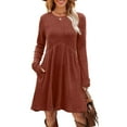 thumbnail image 1 of CIENVNSTG Midi Dresses for Women Formal Round-Neck Long Sleeve Going Out Dress Watermelon Red 2XL, 1 of 5