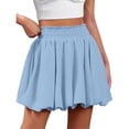 thumbnail image 1 of CIENVNSTG Mini Bubble Shorts for Wome High Waisted Wide Leg Loose Fit Casual Comfy Ruffle Bloomersn with Pockets Blue XL, 1 of 3