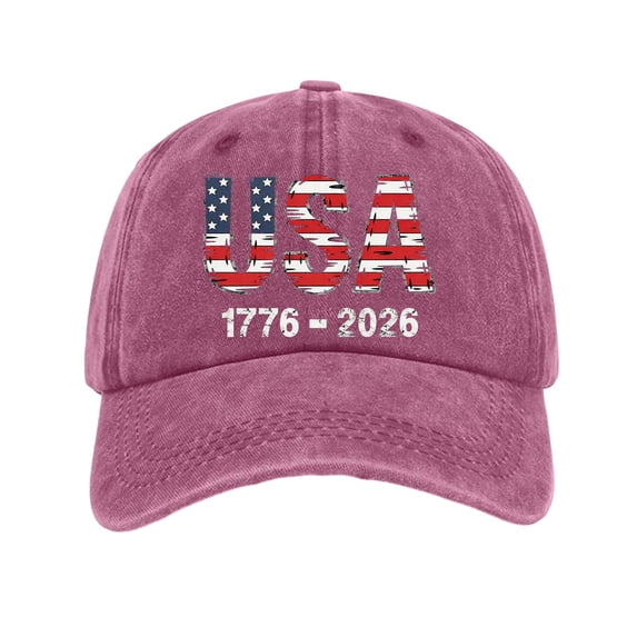 CIENVNSTG Patriotic 250th Anniversary 1776 Print Washed Baseball Cap for Unisex Independence Day Adjustable Casual Streetwear Headwear for Holiday Matching Purple