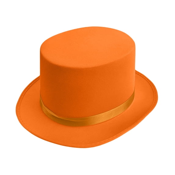 CIENVNSTG Satin Band Decor Solid Color Classic Tall Top Hat Unisex Magic Cap for Party Cosplay Costume Wear Orange