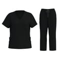 thumbnail image 1 of CIENVNSTG Scrubs for Women Set Joggers V Neck Short Sleeve T-Shirts Soft Stretch Solid Color Straight Leg Pants Black S, 1 of 5