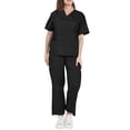 thumbnail image 1 of CIENVNSTG Scrubs for Women Set Stretchy V Neck Short Sleeve T-Shirts Soft Stretch Solid Color Unisex Workwear Black 2XL, 1 of 4