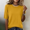 thumbnail image 1 of CIENVNSTG Short Sleeve Tops for Women Knit Crew Neck Solid Color Basic T Shirts Loose Fit Lightweight Breathable Soft Dressy Blouses for Summer Work Daily Outfits XXL, 1 of 7