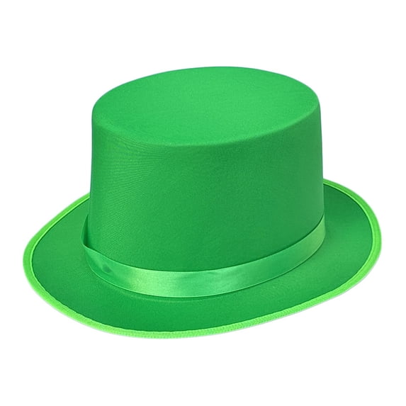 CIENVNSTG Solid Color Satin Ribbon Decor Tall Top Hat Unisex Classic Magic Cap for Party Cosplay Costume Occasions Green