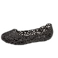 thumbnail image 1 of CIENVNSTG Sparkly Sandals For Women Flat Jelly Shoes Slip On Hollow Out Loafers Summer Plastic Breathable Beach Shoes Black 36, 1 of 6