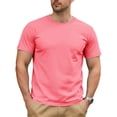thumbnail image 1 of CIENVNSTG Spring Summer Shirts Short Sleeve T-Shirt Men Crew Neck Solid Color Casual Mens Clothing New Summer Top Watermelon Red S, 1 of 3