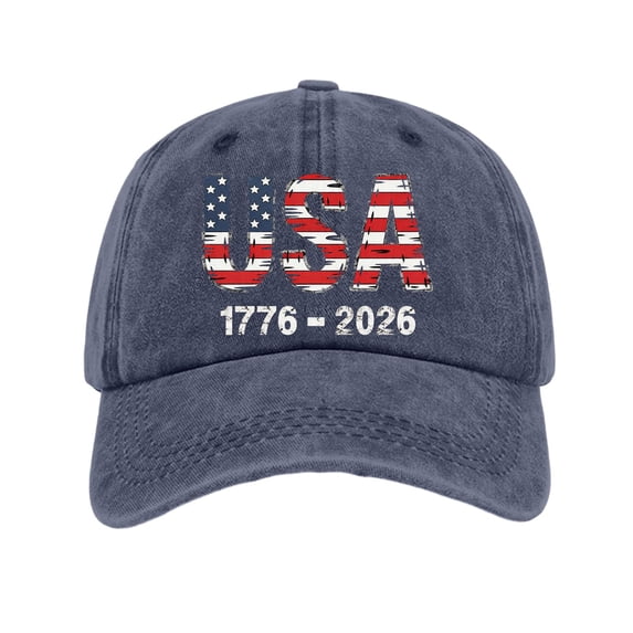 CIENVNSTG Stylish Independence Day 250th Anniversary Patriotic Baseball Cap for Unisex Washed 1776 Print Adjustable Casual Streetwear Daily Accessories Navy