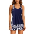 thumbnail image 1 of CIENVNSTG Summer Casual Two Piece Tankini Suit Blouson Style Tummy Control Bathing Suit with Practical Sporty Pockets and Baggy Swim Shorts Royal Blue L, 1 of 3