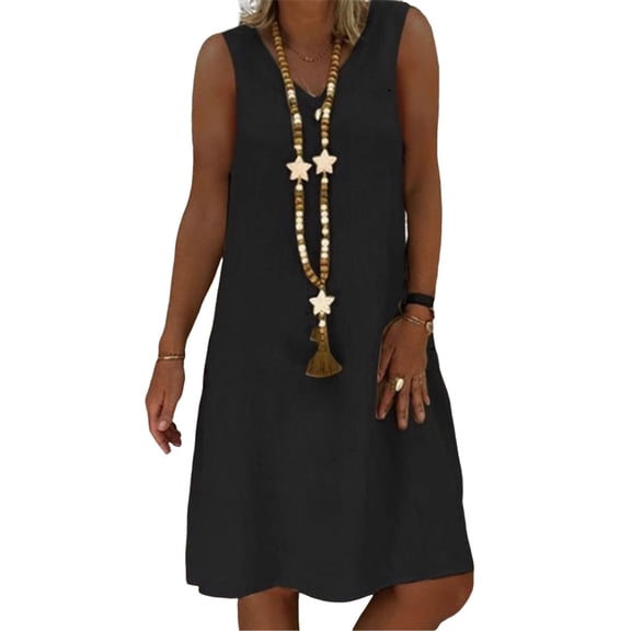 CIENVNSTG Summer Sleeveless V-Neck Beachwear Solid Oversized Dress Female Fashion Elegant Maxi Dress Black L
