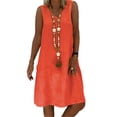 thumbnail image 1 of CIENVNSTG Summer Sleeveless V-Neck Beachwear Solid Oversized Dress Female Fashion Elegant Maxi Dress Saffron 2XL, 1 of 7