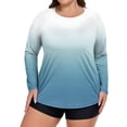 thumbnail image 1 of CIENVNSTG Swim Shirts For Women Plus Size Long Sleeve Gradient Print Rash Guard Loose Fit Swimsuit Top Upf 50+Sun Protection Quick Dry Hiking Swim Shirt Light Blue 5XL, 1 of 5