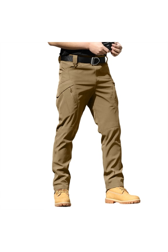 Tactical Cargo Pants for Men Water Resistant Lightweight Build Multi Pockets Layout for Hiking Outdoor And Regular Work Wear Brown S