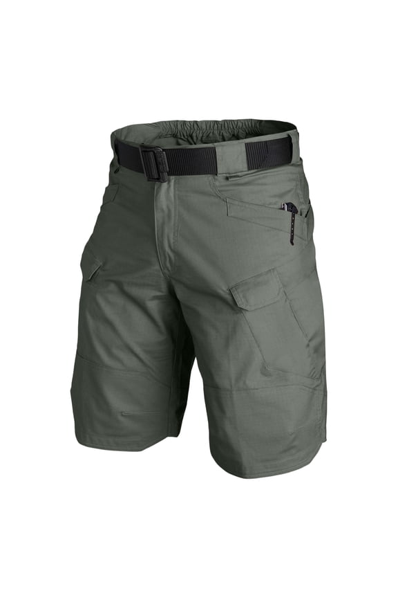Tactical Work Shorts For Men Solid Color Pattern With Belt Fastening Multi Pocket Arrangement Elastic Waist Durable Build For Field Activities And Casual Moments Green XXXXXXL