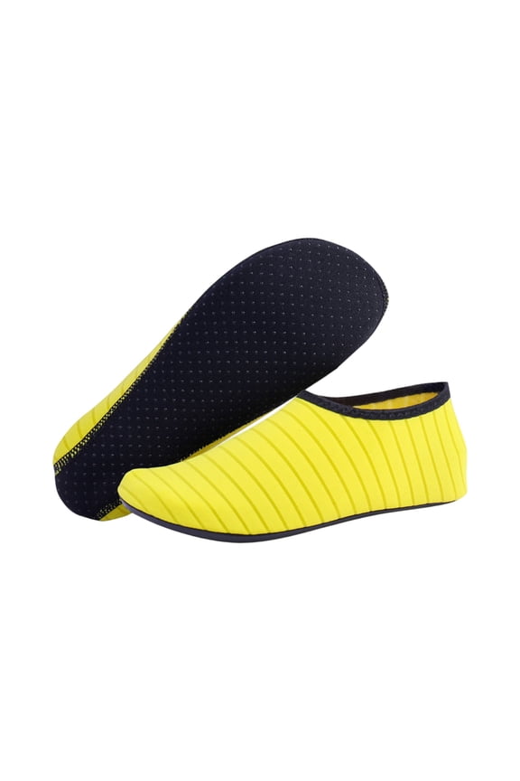 Thickened Rubber Sole Striped Graph Water Shoes Non Slip Quick Dry Beach Socks In Unisex Style for Wading Diving Swimming And Surf Beach Water Sports Yellow 38