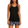 thumbnail image 1 of CIENVNSTG Two Piece Blouson Tankini Bathing Suit with Tummy Control Feature Sporty Pockets Baggy Swim Shorts for Womens Summer Water Activities Black M, 1 of 3