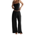 thumbnail image 1 of CIENVNSTG Two Piece Sets for Women Summer Spaghetti Strap Tank Top Wide Leg Pants Sets Matching Lounge Sets Tracksuit Athletic Wear Yoga Set Black L, 1 of 6