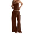 thumbnail image 1 of CIENVNSTG Two Piece Sets for Women Summer Spaghetti Strap Tank Top Wide Leg Pants Sets Matching Lounge Sets Tracksuit Athletic Wear Yoga Set Brown S, 1 of 6