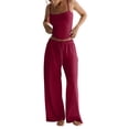 thumbnail image 1 of CIENVNSTG Two Piece Sets for Women Summer Spaghetti Strap Tank Top Wide Leg Pants Sets Matching Lounge Sets Tracksuit Athletic Wear Yoga Set Wine XS, 1 of 6
