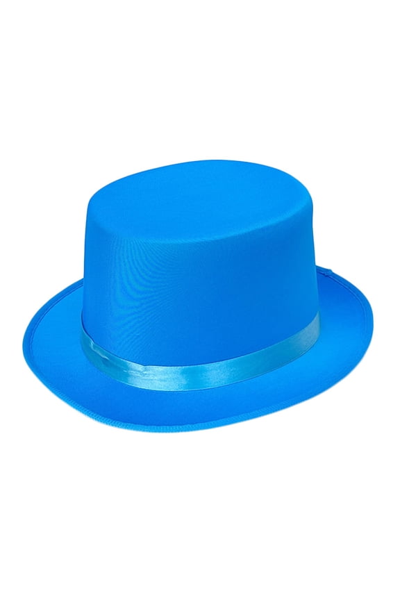 Unisex Daily Magic Top Cap Classic Tall Solid Color Satin Ribbon Decor Casual Party Cosplay Hat Sky Blue