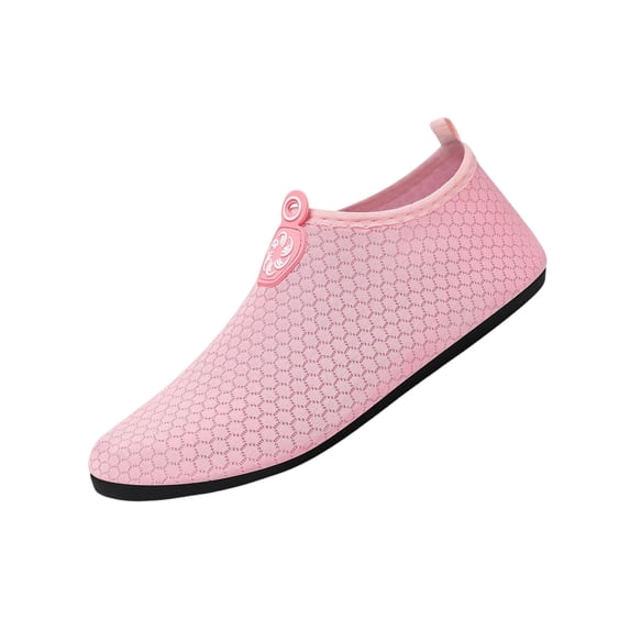 CIENVNSTG Unisex Honeycomb Textured Decorative Buckle Barefoot Water Shoes Quick‑Dry Non‑Slip Translucent Sole Aqua Socks Slip‑On Breathable Footwear for Beach Swim Surf Pink 42