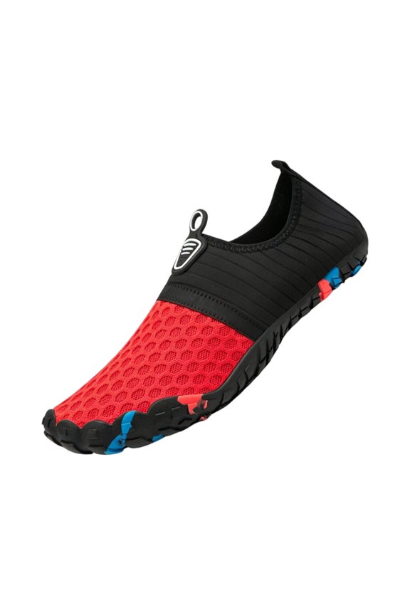 Unisex Wading Shoes Hexagon Print Non Slip Quick Dry Breathable Beach Socks Thickened Rubber Sole for Women Men Swimming and Surf Red 36