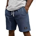 thumbnail image 1 of CIENVNSTG Waffle Shorts for Men Lightweight Classic Style Athletic Sweat Bottoms Elastic Drawstring Waist Summer Beach Casual Short Pants with Pockets Navy XXL, 1 of 5