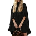 thumbnail image 1 of CIENVNSTG Wedding Guest Dresses For Women Turtleneck Camisole 2 Piece Chiffon Ruffle Mini Dress Set Flowy Layered Outfit Elegant Suit Black S, 1 of 5