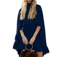 thumbnail image 1 of CIENVNSTG Wedding Guest Dresses For Women Turtleneck Camisole 2 Piece Chiffon Ruffle Mini Dress Set Flowy Layered Outfit Elegant Suit Blue XL, 1 of 5