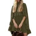 thumbnail image 1 of CIENVNSTG Wedding Guest Dresses For Women Turtleneck Camisole 2 Piece Chiffon Ruffle Mini Dress Set Flowy Layered Outfit Elegant Suit Green L, 1 of 5