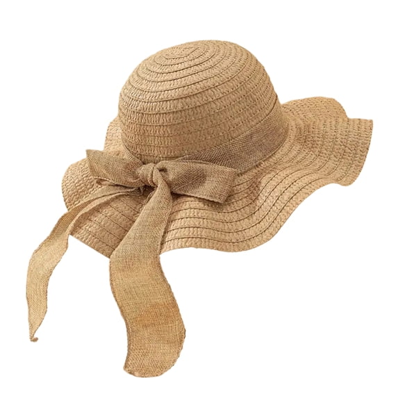 CIENVNSTG Wide Brim Foldable Packable Womens Straw Sun Shield Hat Floppy Summer Beach Vacation Headwear Khaki