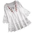 thumbnail image 1 of CIENVNSTG Women 3/4 Length Sleeve Womens Embroidered Boho Tops Loose Fit Tunic Flowy Lace Tunic Summer Blouse Shirts Trendy Clothes 2026 White L, 1 of 4